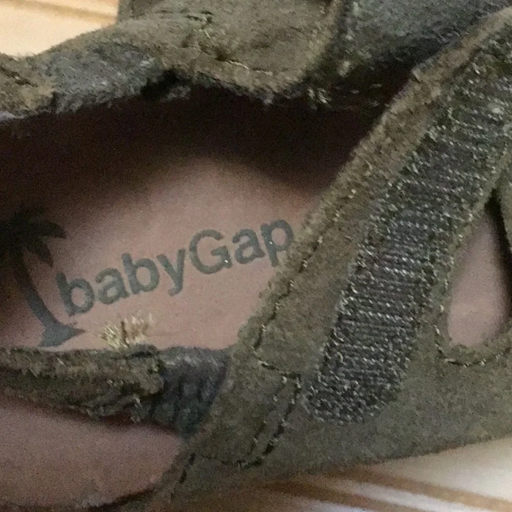 Baby Gap Green Suede Buckle Velcro Strap Sandals